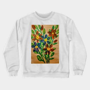 Abstract flowers in metallic paint and painted on a gold background. Crewneck Sweatshirt